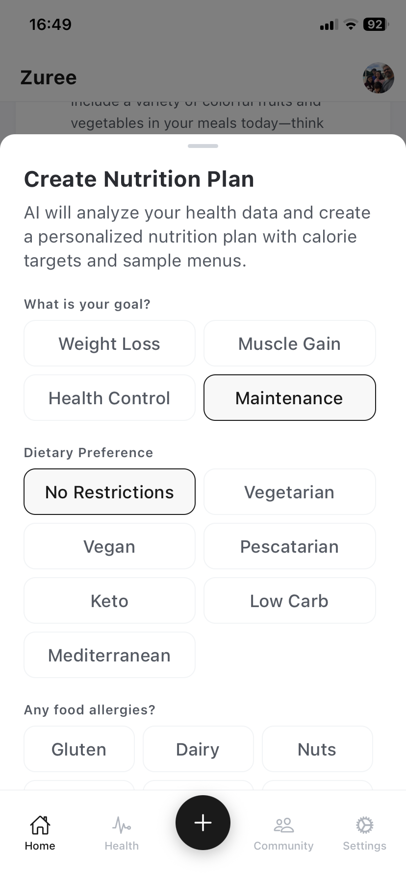 Data based diet