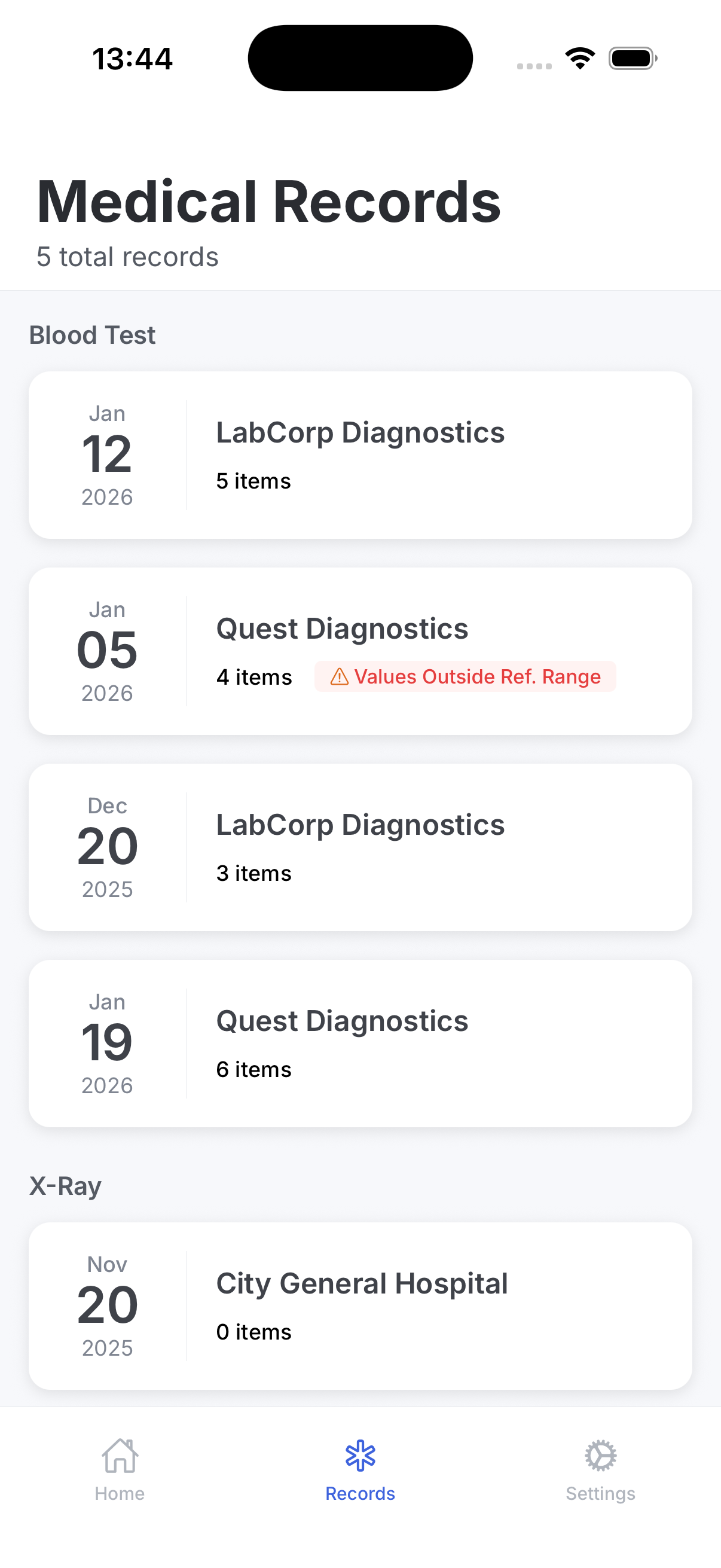 Medical Records Screenshot